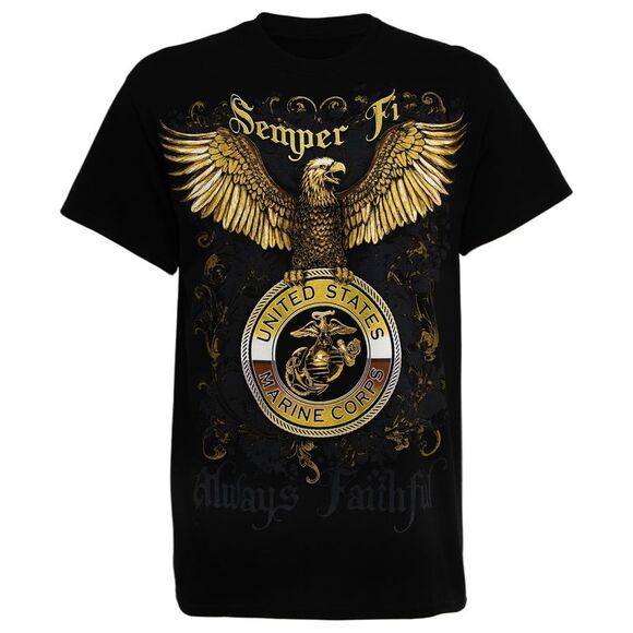 U.S. Marine Corps Emblem "Semper Fi" Men's Graphic T-Shirt in Black, 2XL - Picture 1 of 7